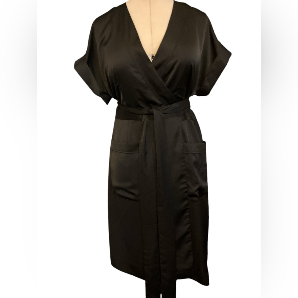 J Crew Black Wrap Dress Size L
